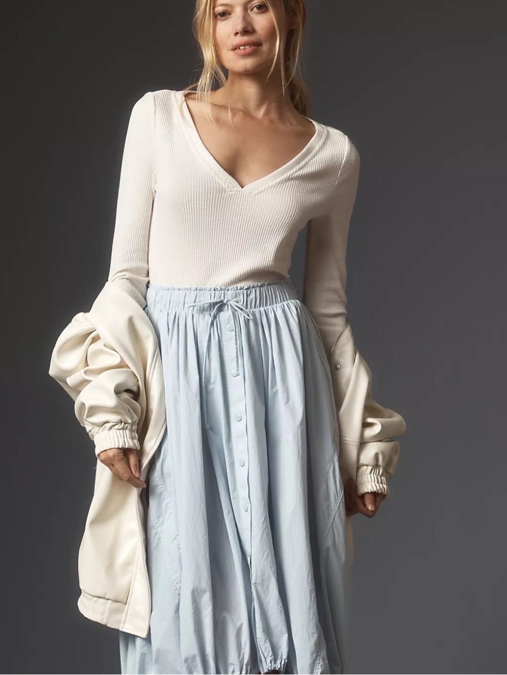 DAILY PRACTICE Anthro Long Sleeve Twofer Sporty Preppy Midi Dress Medium